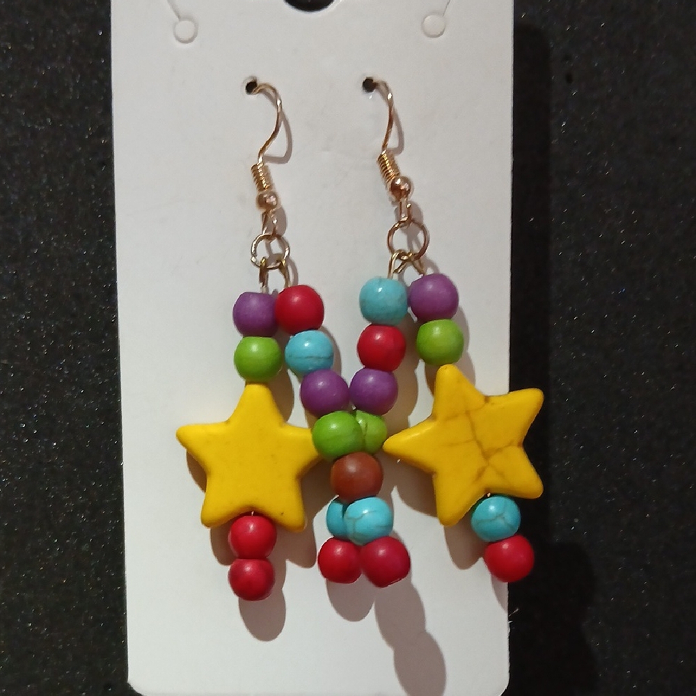 Colorful Star Bead Earrings for Kids